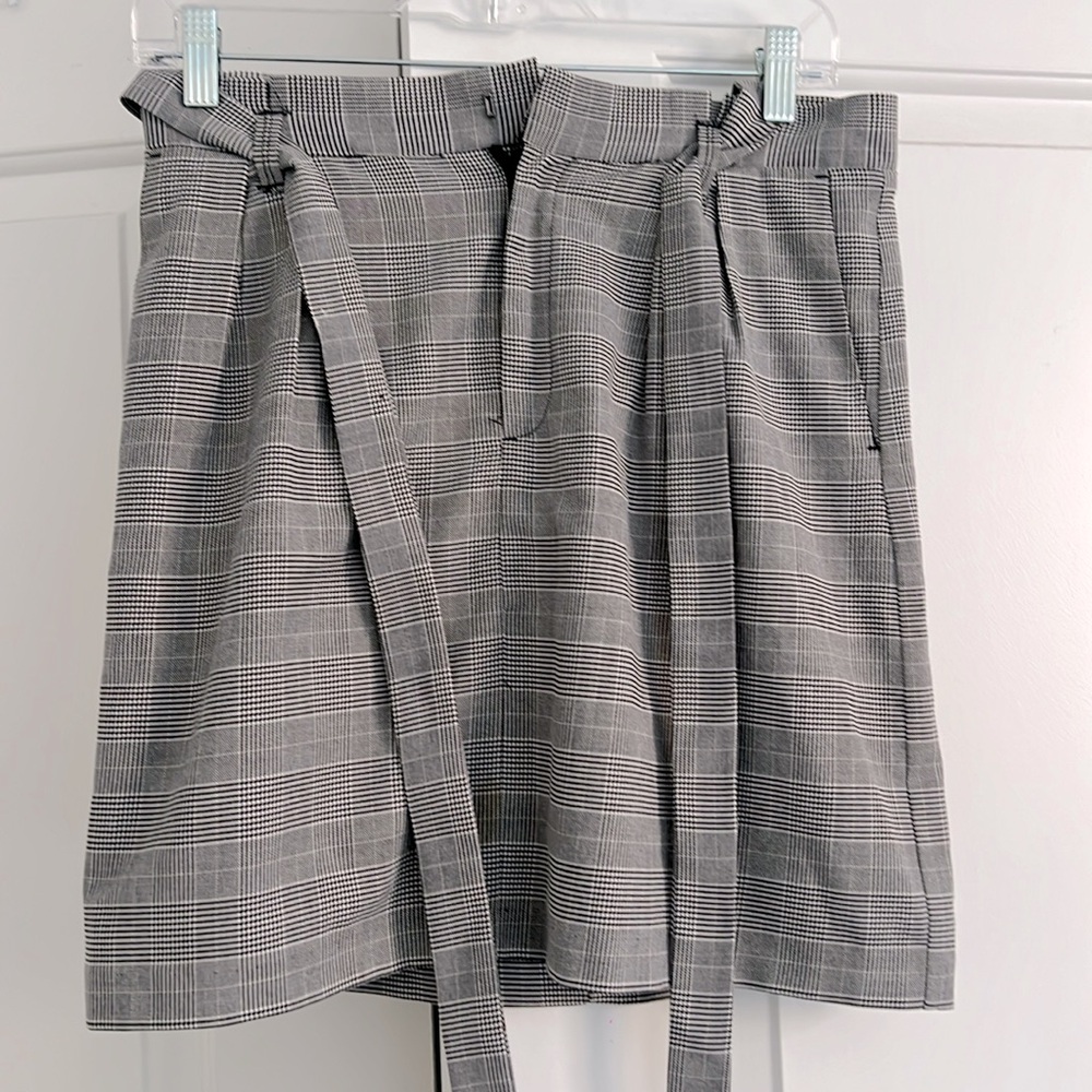 Banana  Republic Womens 4 Houndstooth Plaid Belted Mini Straight Skirt